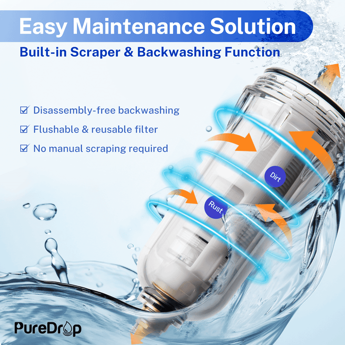 PDR-ARB50WSP 50-Micron Auto Flushing Prefilter Spin Down Sediment Filter System | PureDrop
