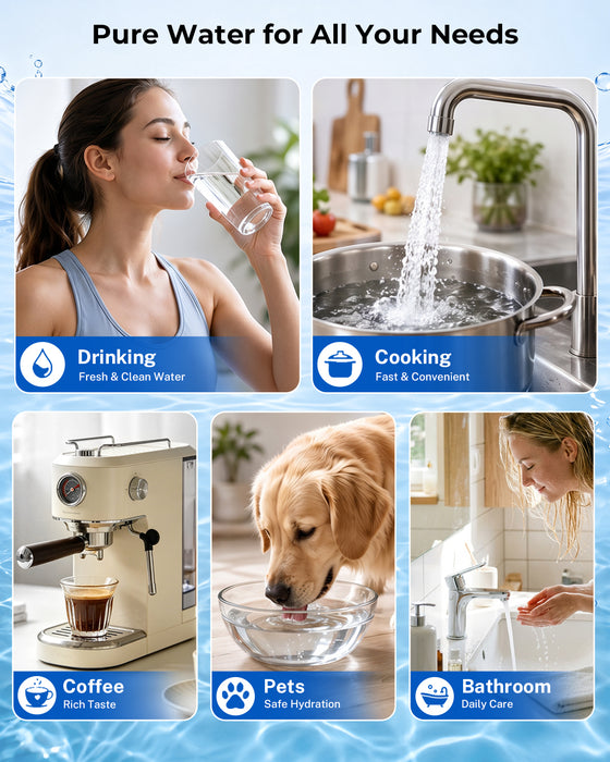 PureDrop PDR-US12P Under Sink Water Filter System, 10,000-Gallon Inline Filter for PFAS & Chlorine Reduction with 1.5 GPM Fast Flow, No-Drill Installation for Apartments (3/8″ & 1/2″ Direct Connect)