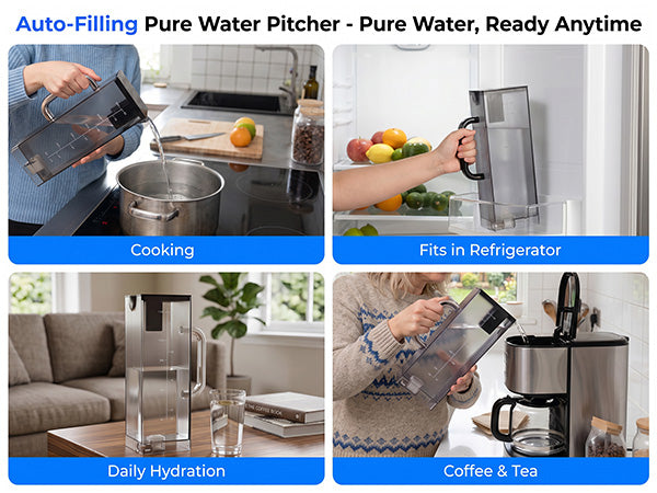 PureDrop PDR-AP100RCP Replacement Pitcher for PDR-100RCP Countertop RO Water Filter, BPA-Free Pure Water Storage, Refrigerator-Friendly, Auto-Fill Compatible