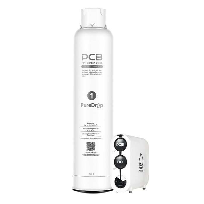 PureDrop PDR-100HPCB Replacement Water Filter, PP & Carbon Block Composite Filter for PDR-100HRO Under Sink RO Water Filtration System