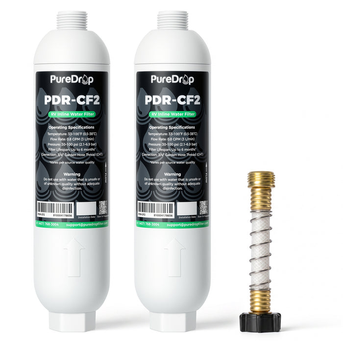 PureDrop PDR-CF2 RV Inline Water Filter Value Pack with 2 Filters
