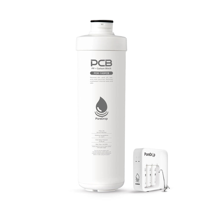 PDR-100PCB PP+Carbon Block Filter Replacement for PDR-100RO Tankless RO Water Filtration System | PureDrop
