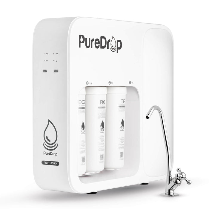 PDR-100RO Under Sink 3-Stage Reverse Osmosis 100 GPD Tankless Water Filtration System | PureDrop