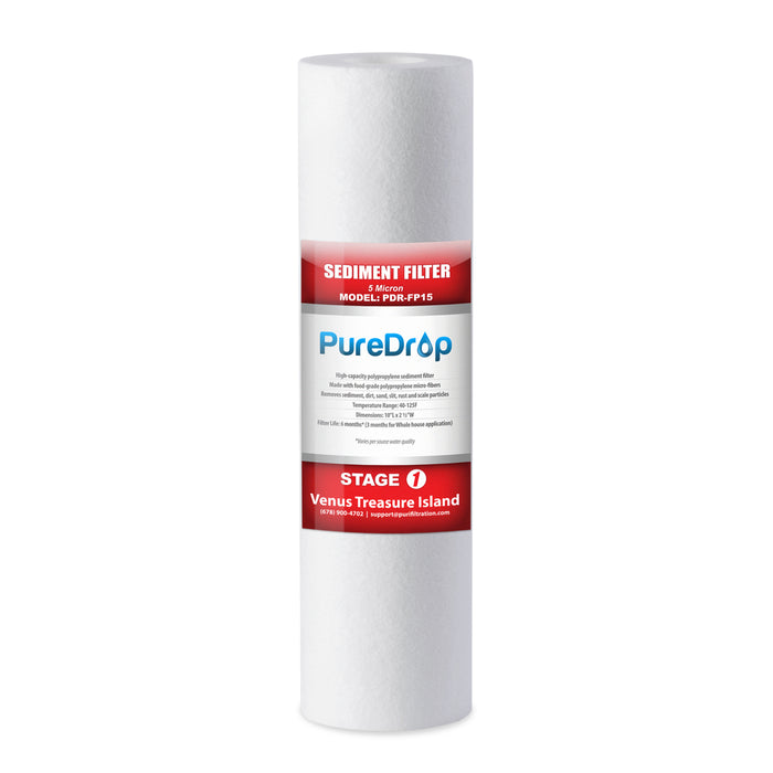 PureDrop PDR-FP15 High-Quality 10"x2.5" Sediment Water Filter Cartridges, Multi-Layer