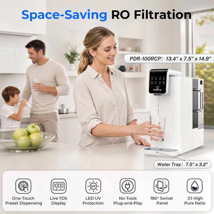 PureDrop PDR-100RCP Countertop RO Water Filter with Auto-Fill Pitcher