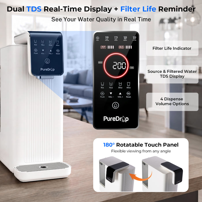 PureDrop PDR-100RCP Countertop RO Water Filter with Auto-Fill Pitcher