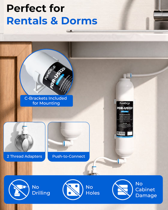 PureDrop PDR-US12P-PE Under Sink Water Filter System with PE Tubing