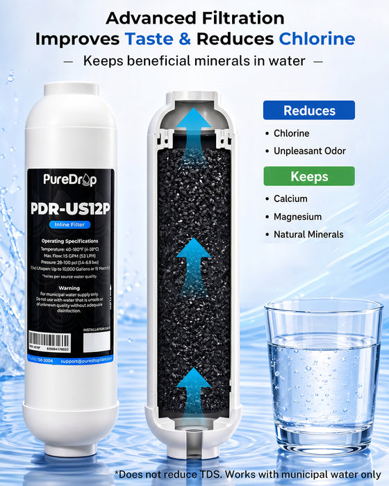 PureDrop PDR-US12P-PE Under Sink Water Filter System with PE Tubing