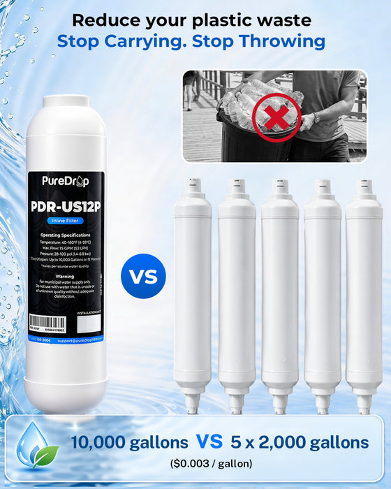 PureDrop PDR-US12P-PE Under Sink Water Filter System with PE Tubing
