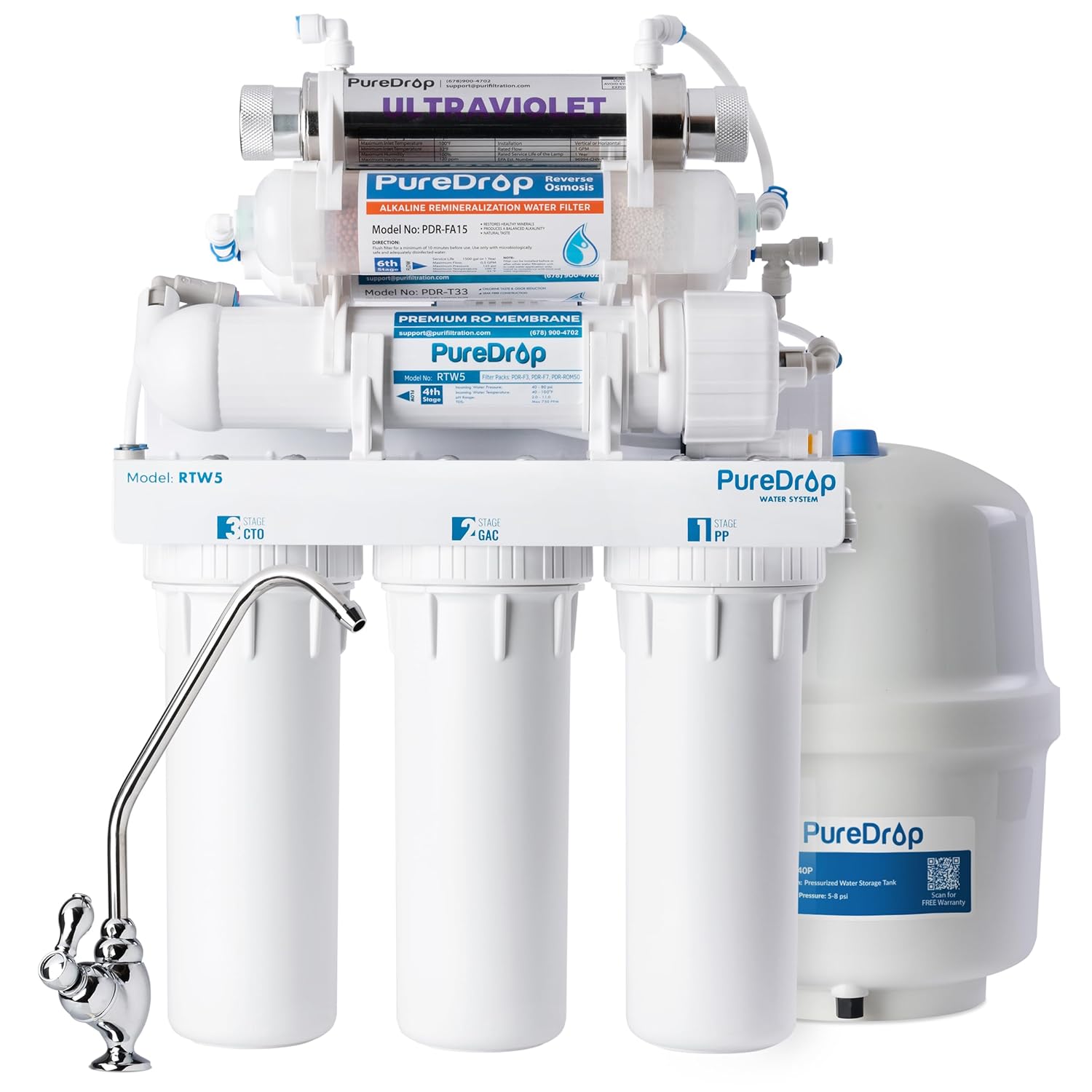 Waterdrop Remineralisation Inline waterfilter, 1/4 inch Quick Connect Post Filter voor Omgekeerde osmose filtersysteem, herstel van essentiële mineralen (2 Waterdrop Remineralisation Inline waterfilter, 1/4 inch Quick Connect Post Filter voor Omgekeerde osmose filtersysteem, herstel van essentiële mineralen (2