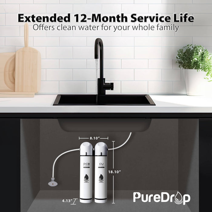 PDR-16KUF2 16K Gallons Capacity 2-Stage Under Sink Ultrafiltration & Composite Water Filter | PureDrop