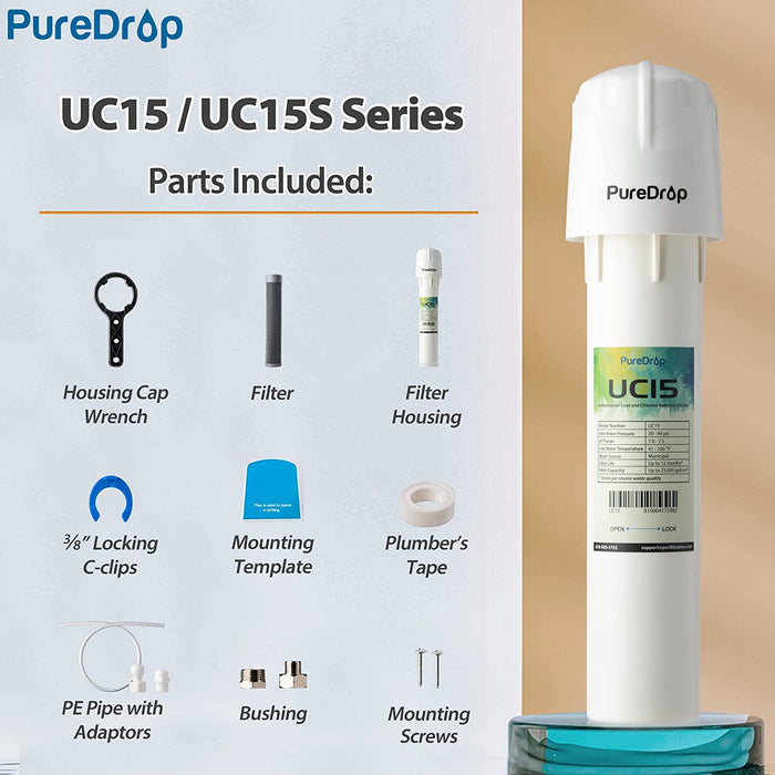 UC15 23K Gallons Capacity Undersink Water Filter System | PureDrop