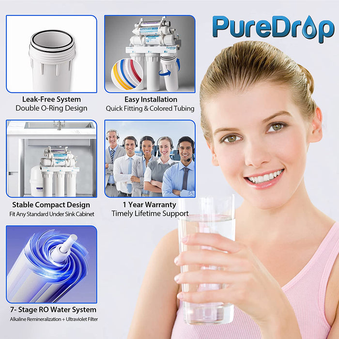 RTW5AK-UV 7 Stage Reverse Osmosis Water Filtration System with Alkaline Remineralization & UV Filter | PureDrop