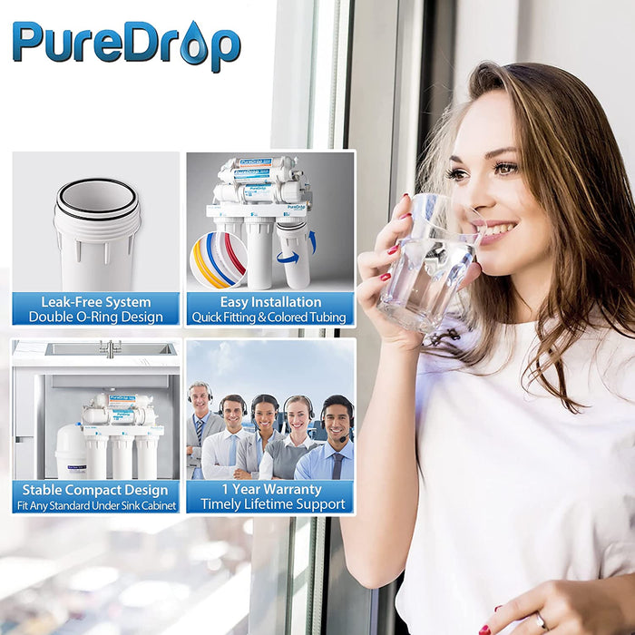 全店販売中 PureDrop RTW5 Under Sink Stage Reverse Osmosis Drinking Water  Filtration System with Extra Pre-Filter Set